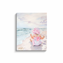 Load image into Gallery viewer, Beach babies: pink bonnet, a canvas wrap print
