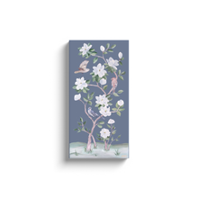 Load image into Gallery viewer, Songbirds and Magnolias, a dark blue chinoiserie canvas wrap