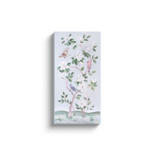 Load image into Gallery viewer, Songbirds and Magnolias, a light blue chinoiserie canvas wrap