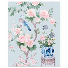 Load image into Gallery viewer, June (detail), a blue chinoiserie fine art print
