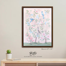 Load image into Gallery viewer, Blush Chinoiserie No. 1, a pink botanical canvas wrap, available framed
