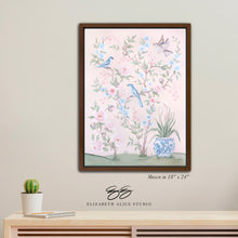Load image into Gallery viewer, Blush Chinoiserie No. 2, a pink botanical canvas wrap, available framed
