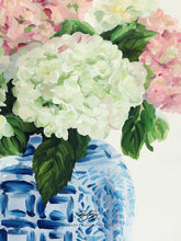 Load image into Gallery viewer, No. 165 New England Summer, hydrangea chinoiserie art canvas wrap, available framed
