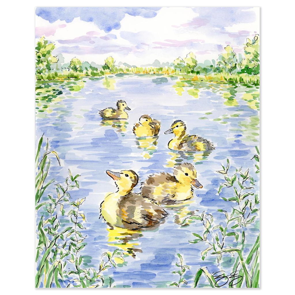 Baby Farm Animals: Ducks, a fine art print on paper