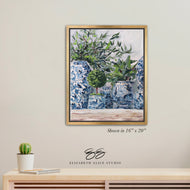 No. 189 Green and Blue and White canvas wrap, available framed