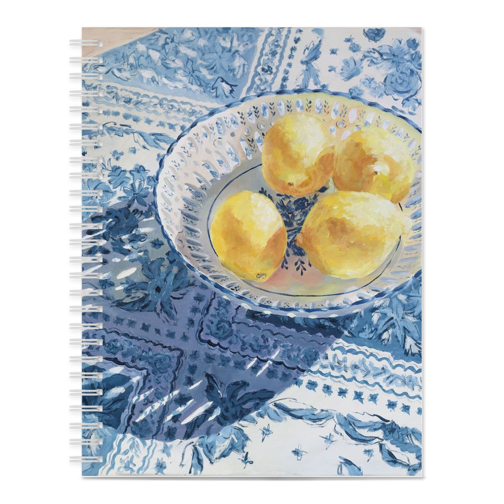 Patterned Shadow (lemons in blue and white bowl) notebook