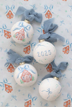 Load image into Gallery viewer, Blue gingerbread house hand-painted ornament
