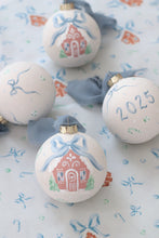 Load image into Gallery viewer, Blue gingerbread house hand-painted ornament
