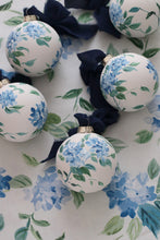 Load image into Gallery viewer, Blue hydrangea chinoiserie hand-painted ornament

