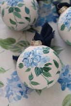 Load image into Gallery viewer, Blue hydrangea chinoiserie hand-painted ornament
