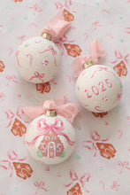 Load image into Gallery viewer, Pink gingerbread house hand-painted ornament
