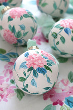 Load image into Gallery viewer, Pink hydrangea chinoiserie hand-painted ornament
