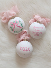 Load image into Gallery viewer, 2026 pink bow wreath hand-painted ornament, personalization available
