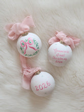 Load image into Gallery viewer, 2026 pink bow wreath hand-painted ornament, personalization available
