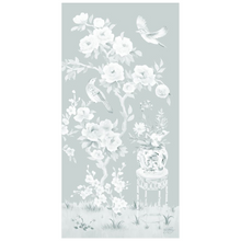 Load image into Gallery viewer, June, a tonal green chinoiserie fine art print on paper with birds and peonies
