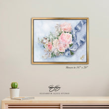 Load image into Gallery viewer, No. 231 Integrity, peach and blue pastel floral bouquet painting, available framed
