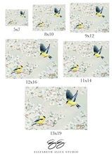 Load image into Gallery viewer, No. 264 Goldfinch and Dogwood, a chinoiserie print on paper
