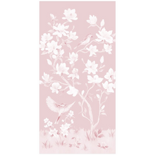 Load image into Gallery viewer, May, a tonal pink chinoiserie fine art print on paper with birds and magnolia flowers

