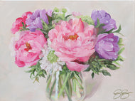 No. 289 Think of Me, a fine art print on paper, pink and purple bouquet