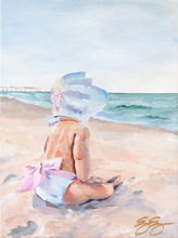 Load image into Gallery viewer, No. 327 Beach Babies: White Bonnet, a fine art print on paper

