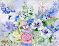 No. 387 Blue floral fine art print on paper
