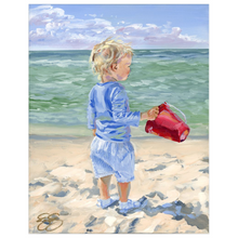 Load image into Gallery viewer, Beach Babies: Red Bucket, a fine art print on paper
