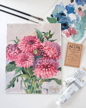 Load image into Gallery viewer, No. 400 Pink decorative dahlias no. 2, 11 x 14 + dahlia seeds
