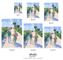 Load image into Gallery viewer, No. 409 Sister and brother walking to the beach, a fine art print on paper
