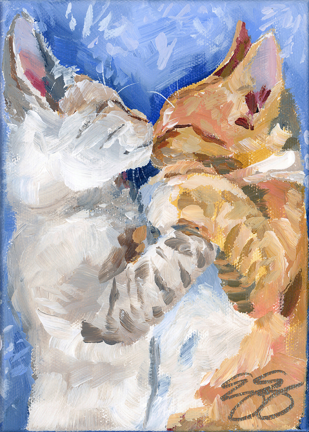 No. 424 Cats sleeping nose to nose, a fine art print on paper