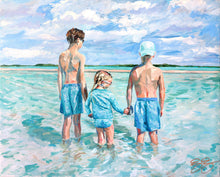 Load image into Gallery viewer, No. 430 Kids in the aqua water, a fine art print on paper

