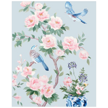 Load image into Gallery viewer, Two Birds (Detail from &quot;June&quot;), a blue chinoiserie fine art print
