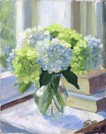 No. 472 Lime and white hydrangeas, a fine art print on paper