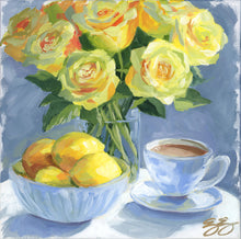 Load image into Gallery viewer, No. 479 Lemons and yellow roses, a fine art print on paper
