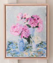 Load image into Gallery viewer, No. 484 - 11 x 14 original painting of peonies in blue and white vases

