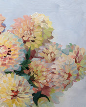 Load image into Gallery viewer, No. 488 Original floral painting of yellow dahlias in ginger jar - 11 x 14
