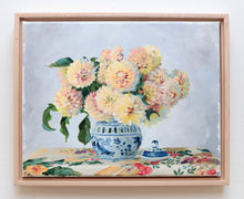 Load image into Gallery viewer, No. 488 Original floral painting of yellow dahlias in ginger jar - 11 x 14
