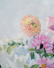Load image into Gallery viewer, No. 491 Original floral painting of dahlias in crystal basket - 14 x 18
