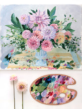 Load image into Gallery viewer, No. 492 Original floral painting lilac and pink dahlia arrangement - 16 x 20
