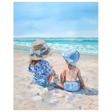 Load image into Gallery viewer, Beach babies: baby blues, a fine art print on paper
