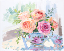 Load image into Gallery viewer, Roses in sugar bowl (No. 502) - 8 x 10 acrylic painting on canvas
