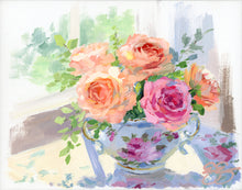 Load image into Gallery viewer, Roses in sugar bowl (No. 502) - 8 x 10 acrylic painting on canvas
