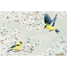 Load image into Gallery viewer, Goldfinch and Dogwood, a fine art print on canvas
