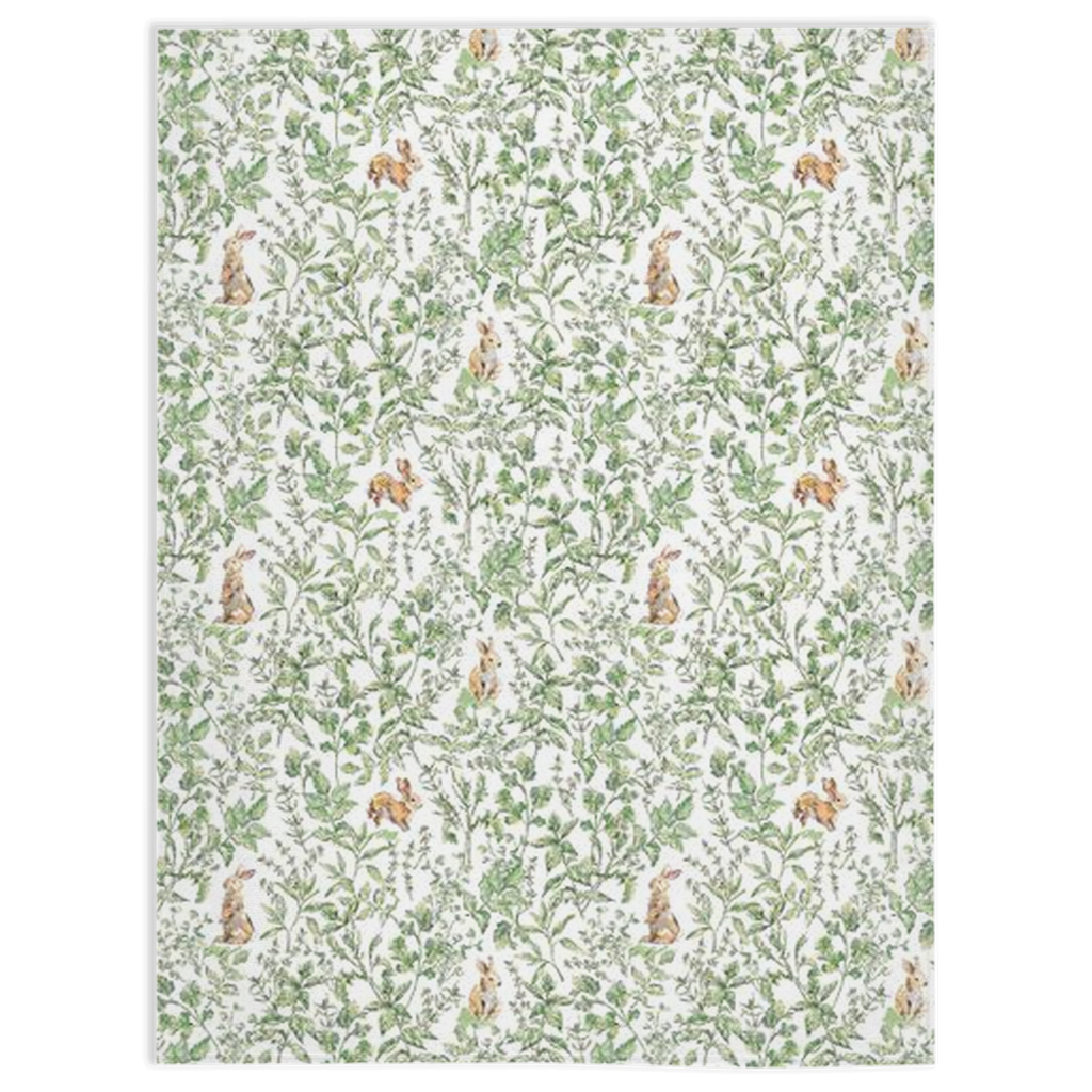 Bunny toile minky blanket, green