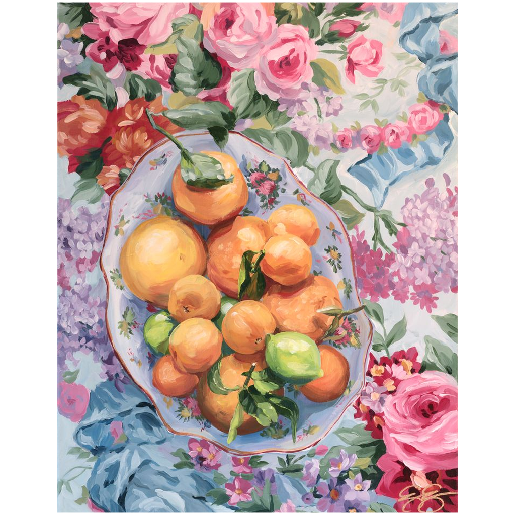 Citrus in Chinoiserie, a fine art print on canvas