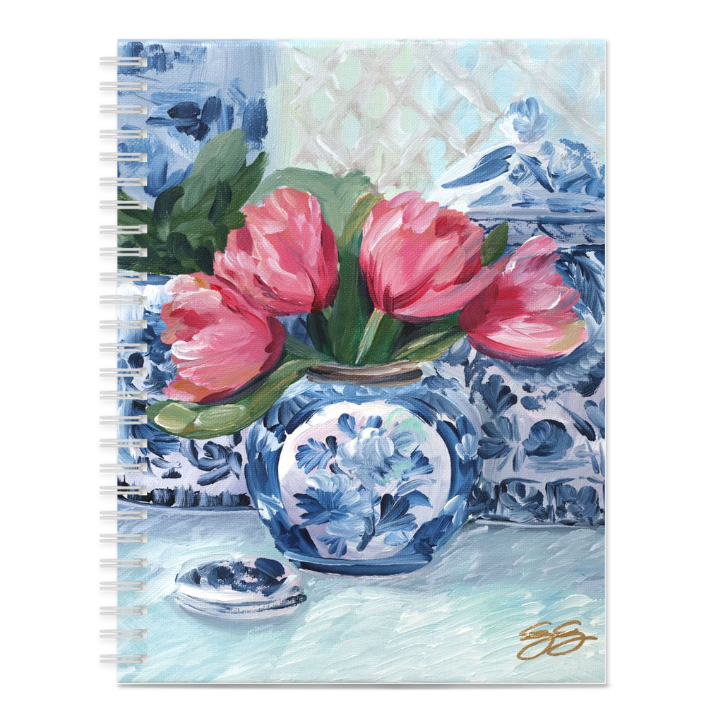 Pink Tulips, Blue Vase notebook