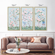Load image into Gallery viewer, April, a blue chinoiserie canvas wrap, available framed
