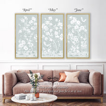 Load image into Gallery viewer, April, A Tonal Green Chinoiserie Canvas Wrap, available framed
