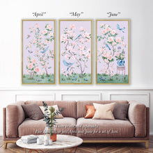 Load image into Gallery viewer, April, a lilac chinoiserie canvas wrap
