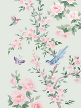 Load image into Gallery viewer, April (detail), a green chinoiserie print on paper
