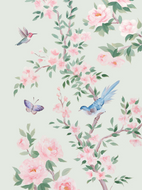 April (detail), a green chinoiserie print on paper
